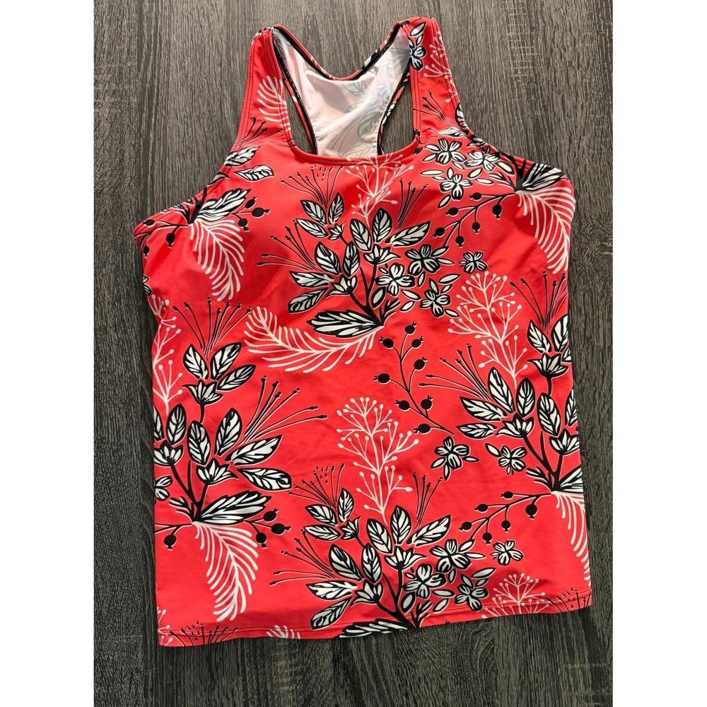 Firpearl Plus Size Floral Racerback Scoopneck Tankini Swim Top Womens 18